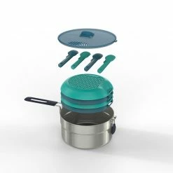 Hiking Clothing Quechua MH100, 2.6 L Camping Stainless-Steel Cook Set, 4 People