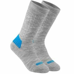 Quechua SH100 Warm, Mid-Height Warm Hiking Socks 2 Pairs, Kids’ Hiking Clothing
