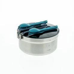 Hiking Clothing Quechua, Non-Stick Stainless Steel 2-Person 14-Piece Camp Cookset, 2.1 L