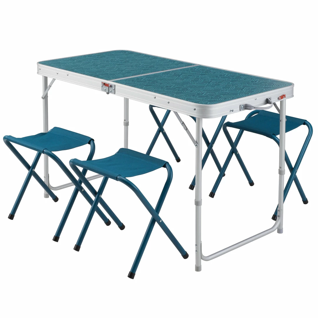 Quechua Compact Camping Folding Table With 4 Stools - 4 To 6 People
