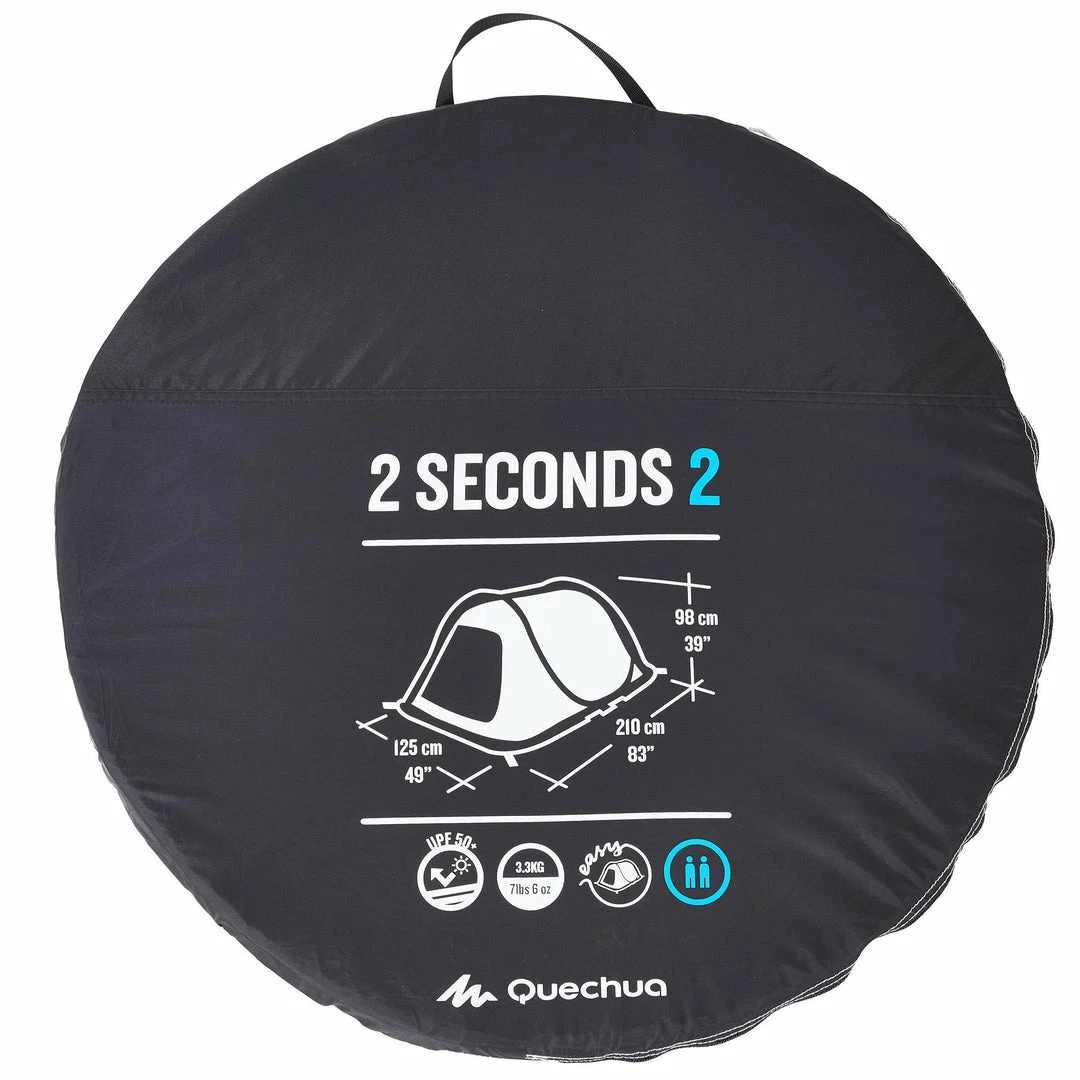 Quechua 2 Second Fresh & Black, Waterproof Pop Up Camping Tent, 2 Person Hiking Clothing