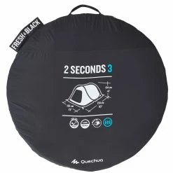 Quechua 2 Second Fresh & Black, Waterproof Pop Up Camping Tent, 3 Person