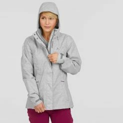 Hiking Clothing Quechua MH100, Hiking Rain Jacket, Women’s
