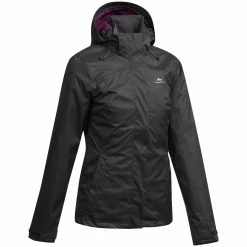 Hiking Clothing Quechua MH100, Hiking Rain Jacket, Women’s