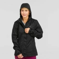 Hiking Clothing Quechua MH100, Hiking Rain Jacket, Women’s