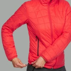 Quechua Hiking Clothing Forclaz Trek 100, Women's Light Backpacking Synthetic Down Jacket With Hoodie