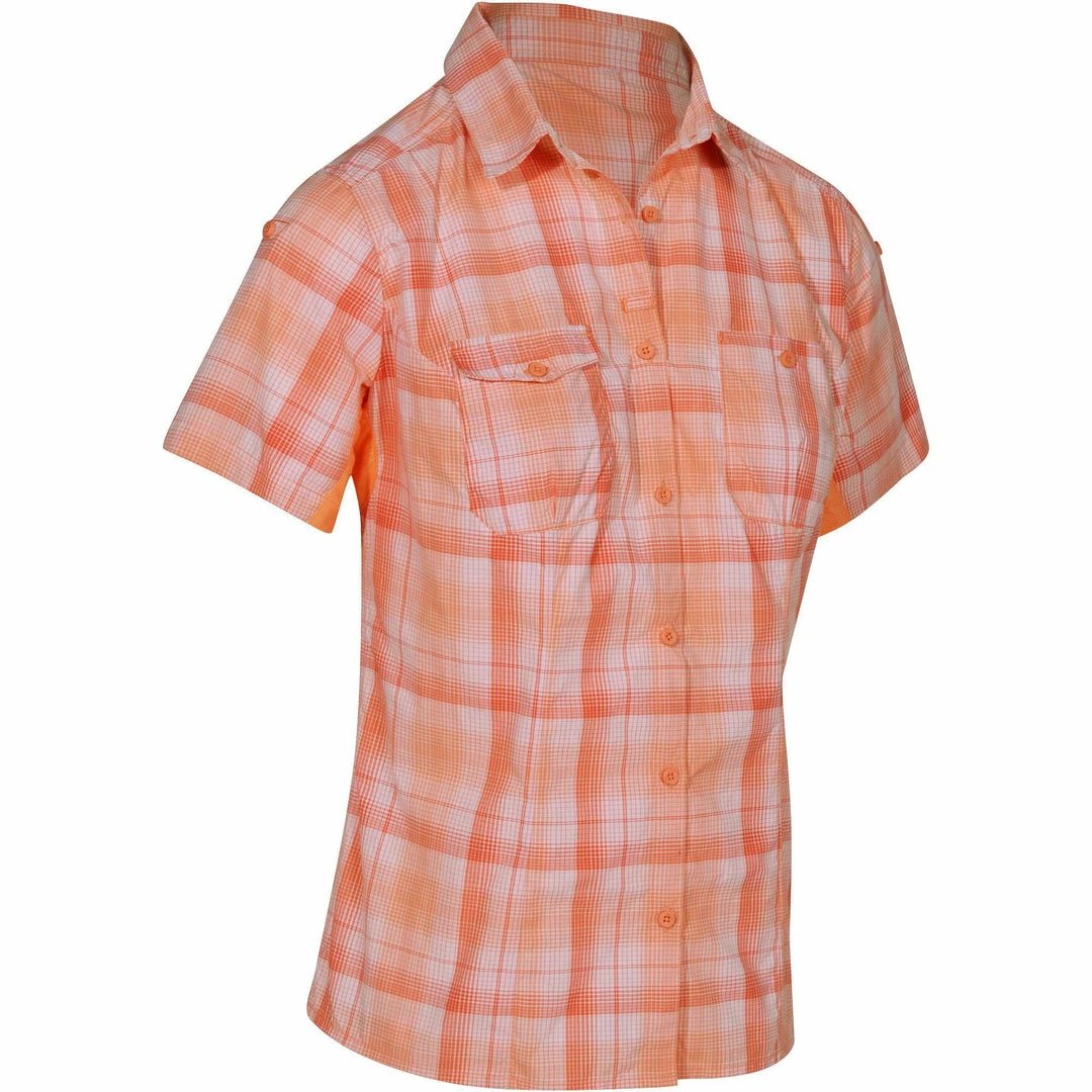 Forclaz Women's Travel Backpacking Short-Sleeved Shirt Arpenaz 500 Hiking Clothing