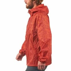 Quechua Hiking Clothing Men's Rain-Cut Zip Hiking Waterproof Rain Jacket