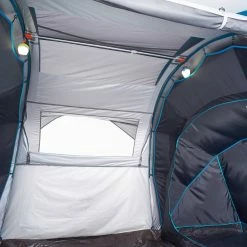 Hiking Clothing Quechua Air Seconds Fresh & Black, Inflatable Waterproof Family Camping Tent, 4 Person 2 Room