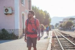 Forclaz Men's Backpacking Short-Sleeved Polo Shirt Travel 100 Hiking Clothing