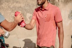 Forclaz Men's Backpacking Short-Sleeved Polo Shirt Travel 100 Hiking Clothing