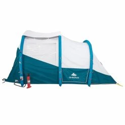 Quechua Air Seconds Fresh & Black, Inflatable Waterproof Family Camping Tent, 5 Person 2 Room Hiking Clothing