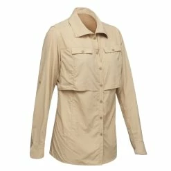 Forclaz Hiking Clothing Women's Backpacking Long-Sleeved Shirt Desert 500