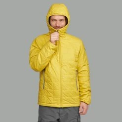 Hiking Clothing Forclaz Trek 100, Men's Light Backpacking Synthetic Down Jacket With Hoodie