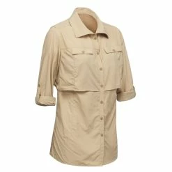 Forclaz Hiking Clothing Women's Backpacking Long-Sleeved Shirt Desert 500