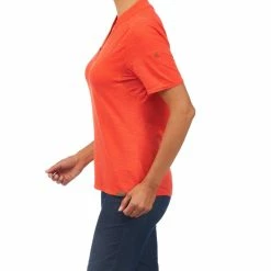 Forclaz Womenâs Travel Backpacking V-Neck Polo Travel 500