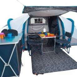 Hiking Clothing Quechua Air Seconds Fresh & Black, Inflatable Waterproof Family Camping Tent, 4 Person 2 Room