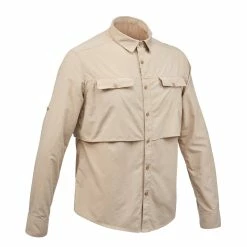 Forclaz Men's Backpacking Long-sleeved Shirt Desert 500 Hiking Clothing