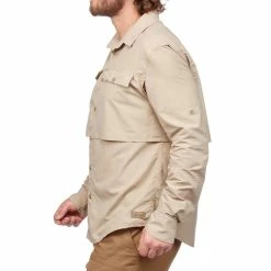 Forclaz Men's Backpacking Long-sleeved Shirt Desert 500 Hiking Clothing