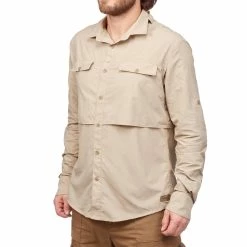 Forclaz Men's Backpacking Long-sleeved Shirt Desert 500 Hiking Clothing