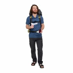 Forclaz Men's Backpacking Short-Sleeved Polo Shirt Travel 100 Hiking Clothing