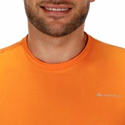 Quechua Hiking Clothing Men's Tech FRESH 50 Long-Sleeved Hiking T-Shirt Orange